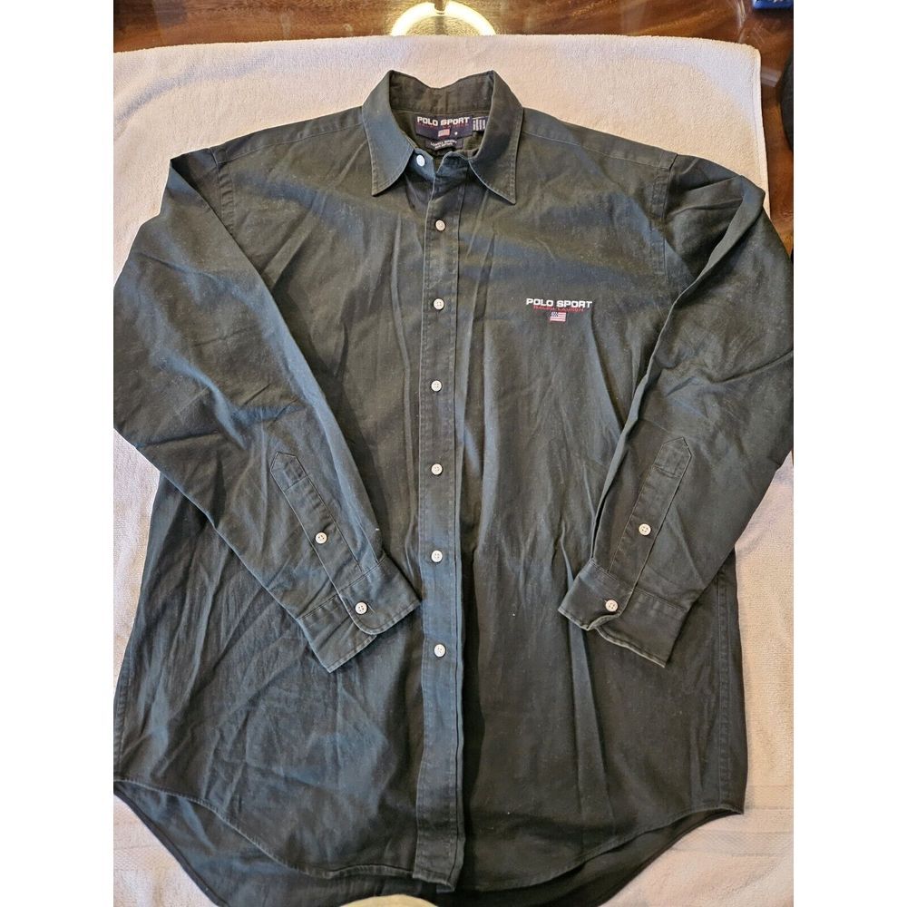 Polo Sport Ralph Lauren long Sleeve Shirt Mens Medium Green Lowell Sport Cotton